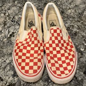 Red Checkerboard Vans Men’s 9, Womens 10.5